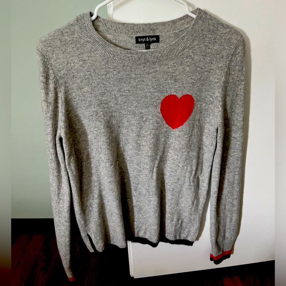 Knyt & Lynk 100% Cashmere Heart Sweater